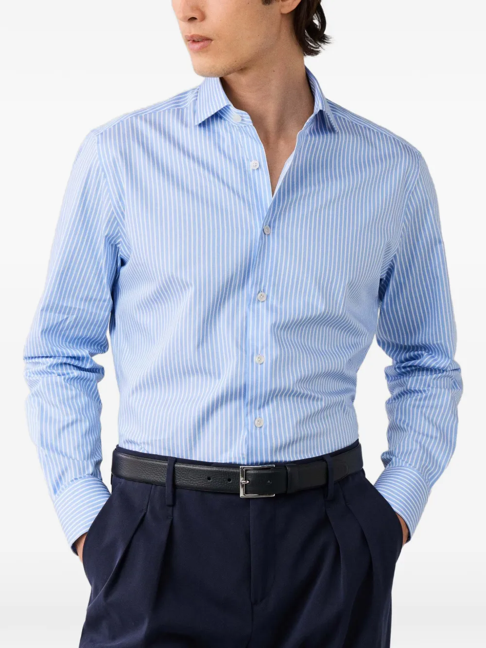 Hackett London Overhemd met brede strepen Blauw