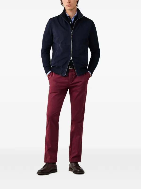 HACKETT LONDON ゴートスキン レザージャケット L Hackett London リブトリム ジャケット | ブルー | FARFETCH JP