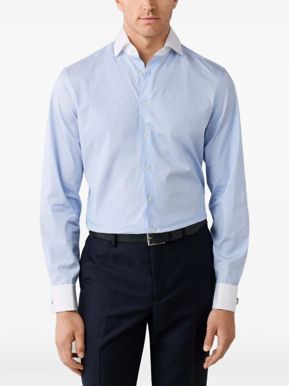 Hackett London T-shirt met fijne strepen Blauw