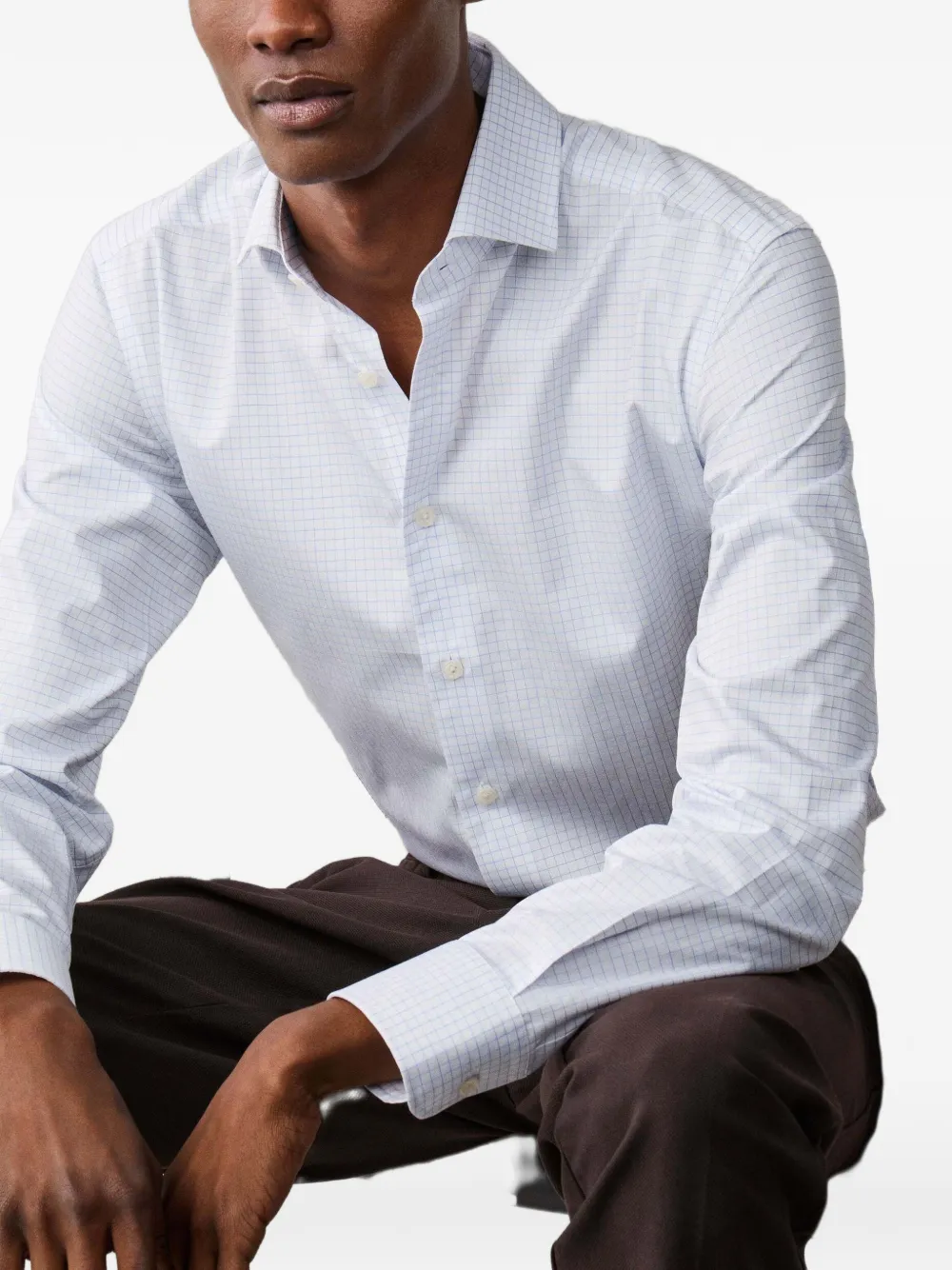 Hackett London Geruit overhemd Wit