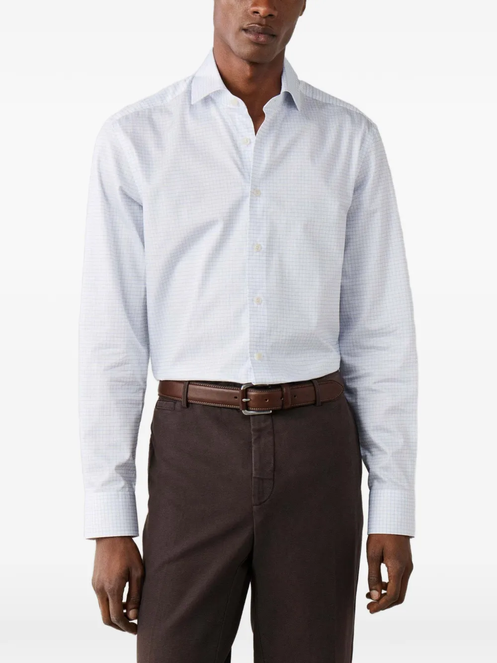 Hackett London Geruit overhemd Wit