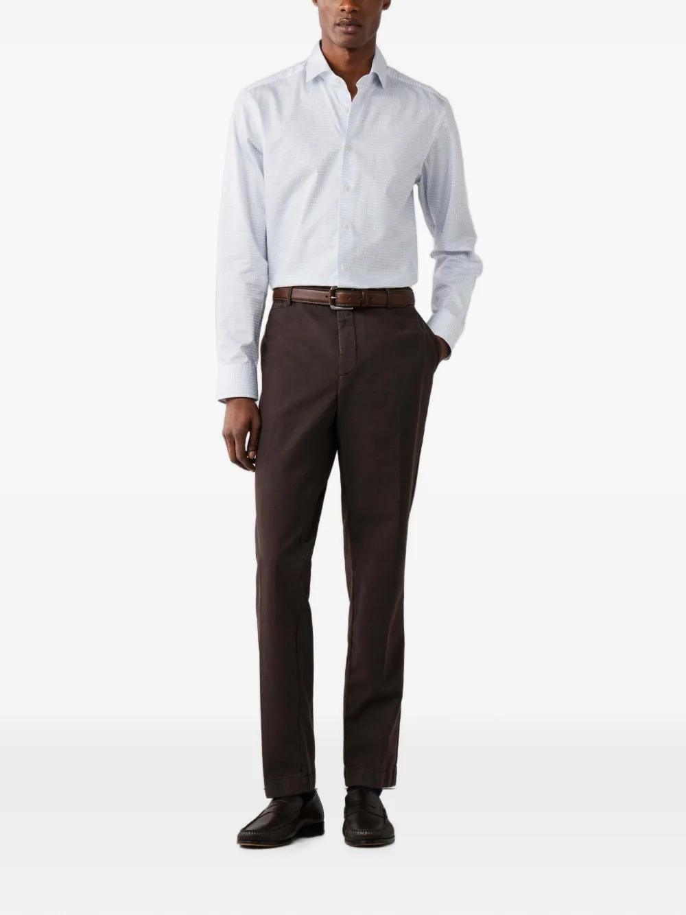 Hackett London Geruit overhemd Wit
