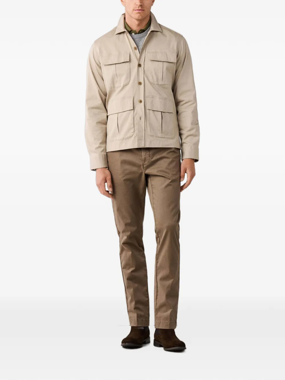 Hackett London Shirtjack met vier zakken Beige