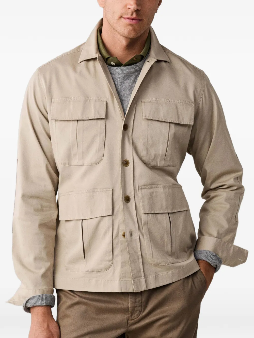 Hackett London Shirtjack met vier zakken Beige