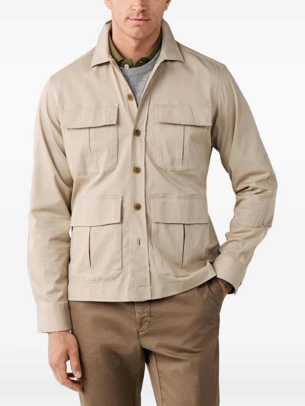 Hackett London Shirtjack met vier zakken Beige