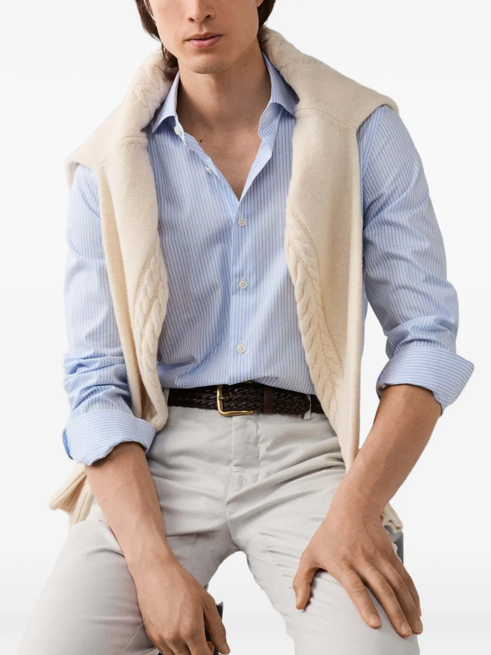 Hackett London Gestreept overhemd Wit