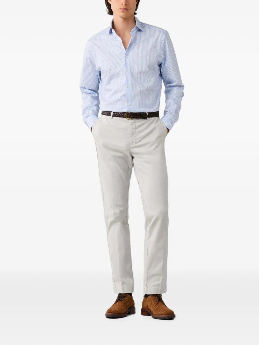 Hackett London Gestreept overhemd Wit
