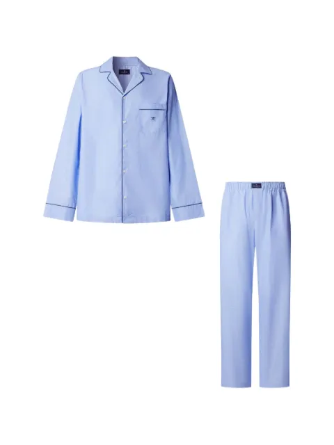 Hackett London logo-embroidered piped pajamas set