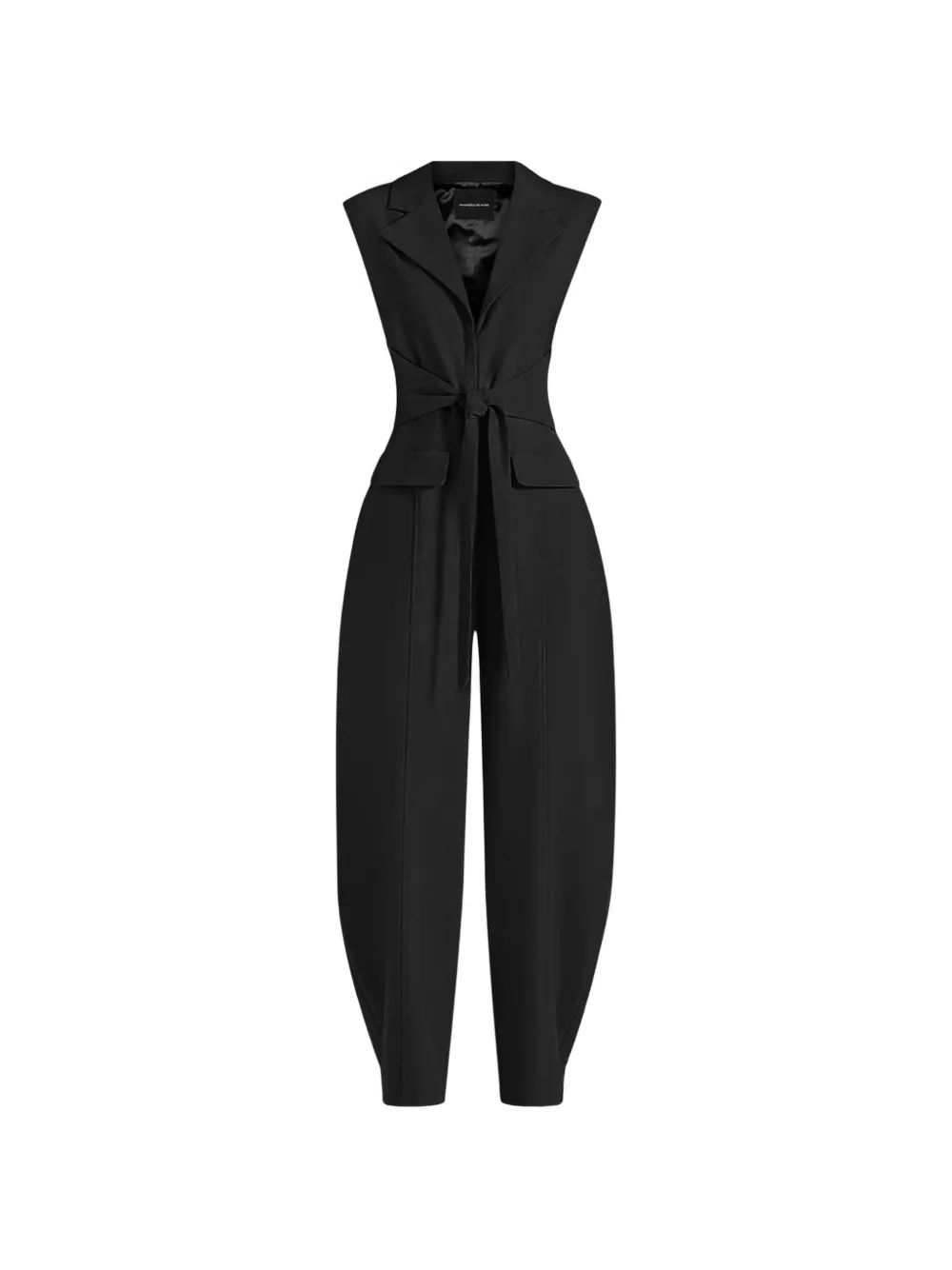Manière De Voir Kira in black tie-waist barrel-leg tailored jumpsuit - Schwarz