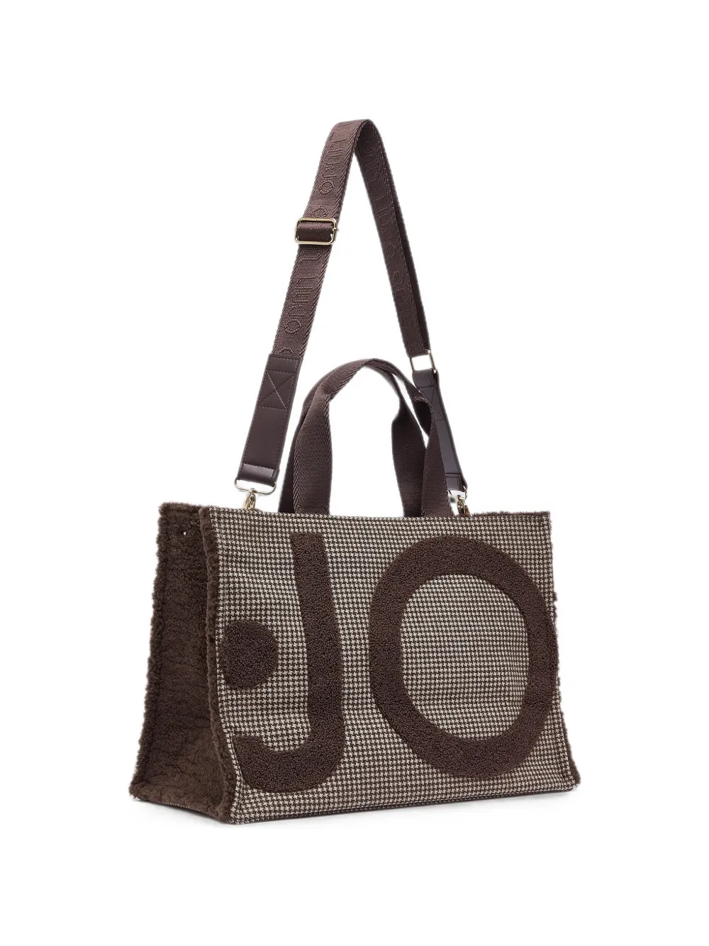 LIU JO large check fabric tote bag - Marrone
