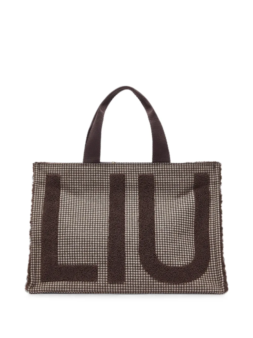 LIU JO Grote geruite stoffen shopper Bruin