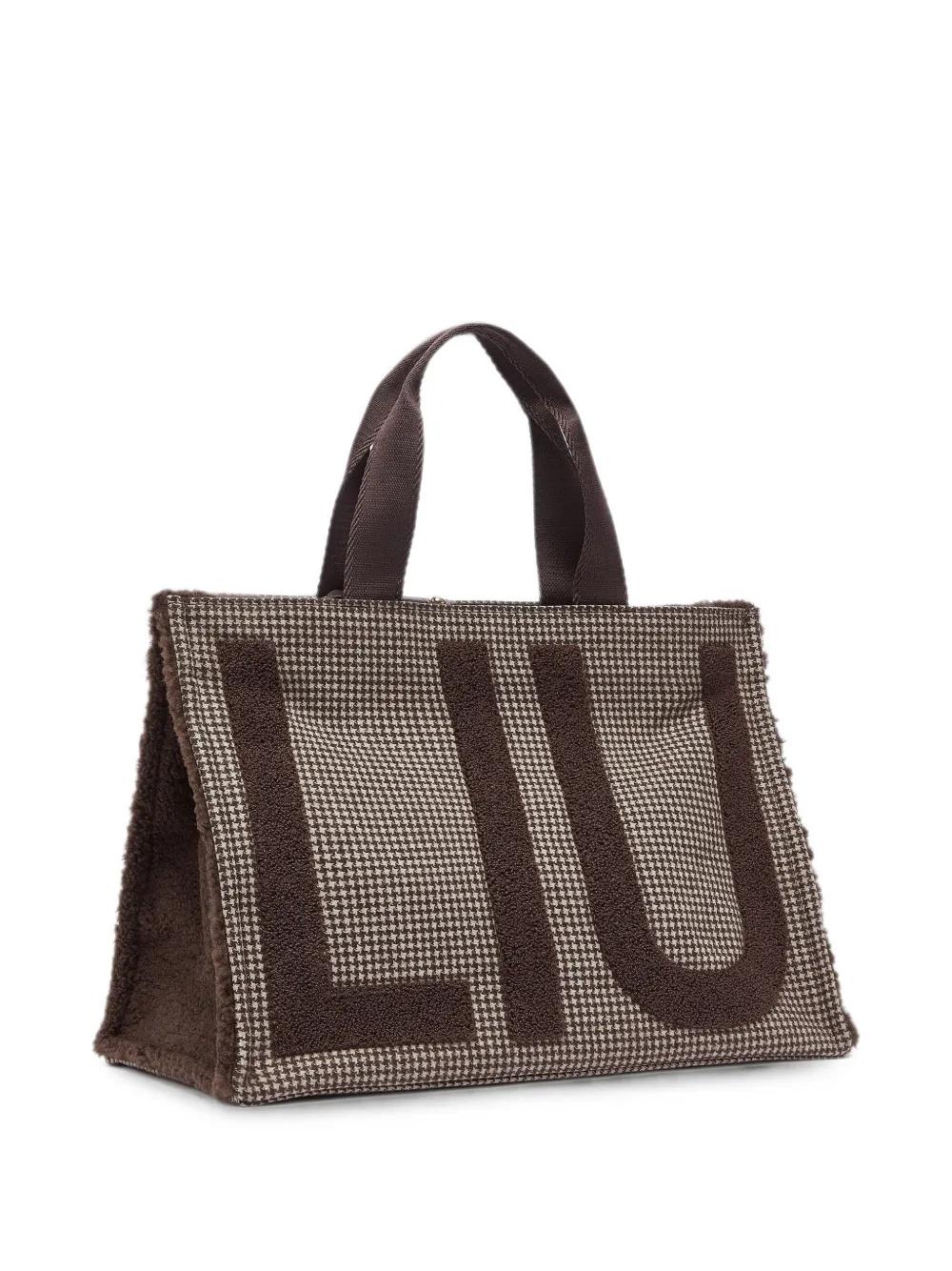 LIU JO Grote geruite stoffen shopper Bruin