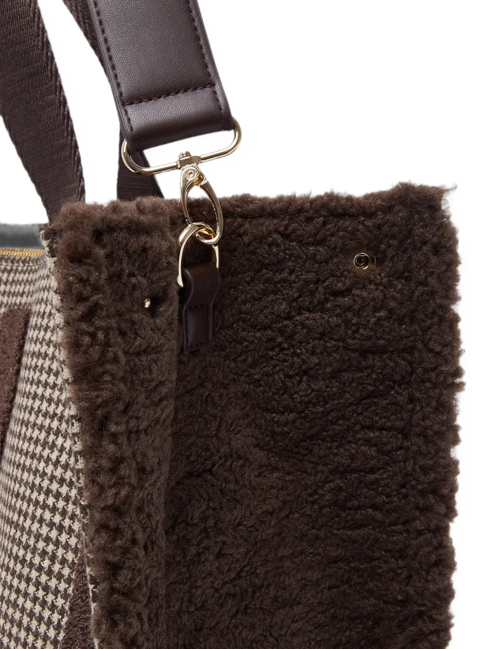 LIU JO Grote geruite stoffen shopper Bruin