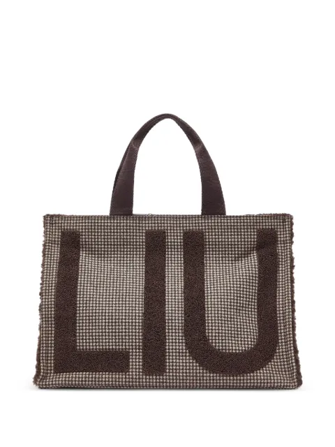 LIU JO large check fabric tote bag