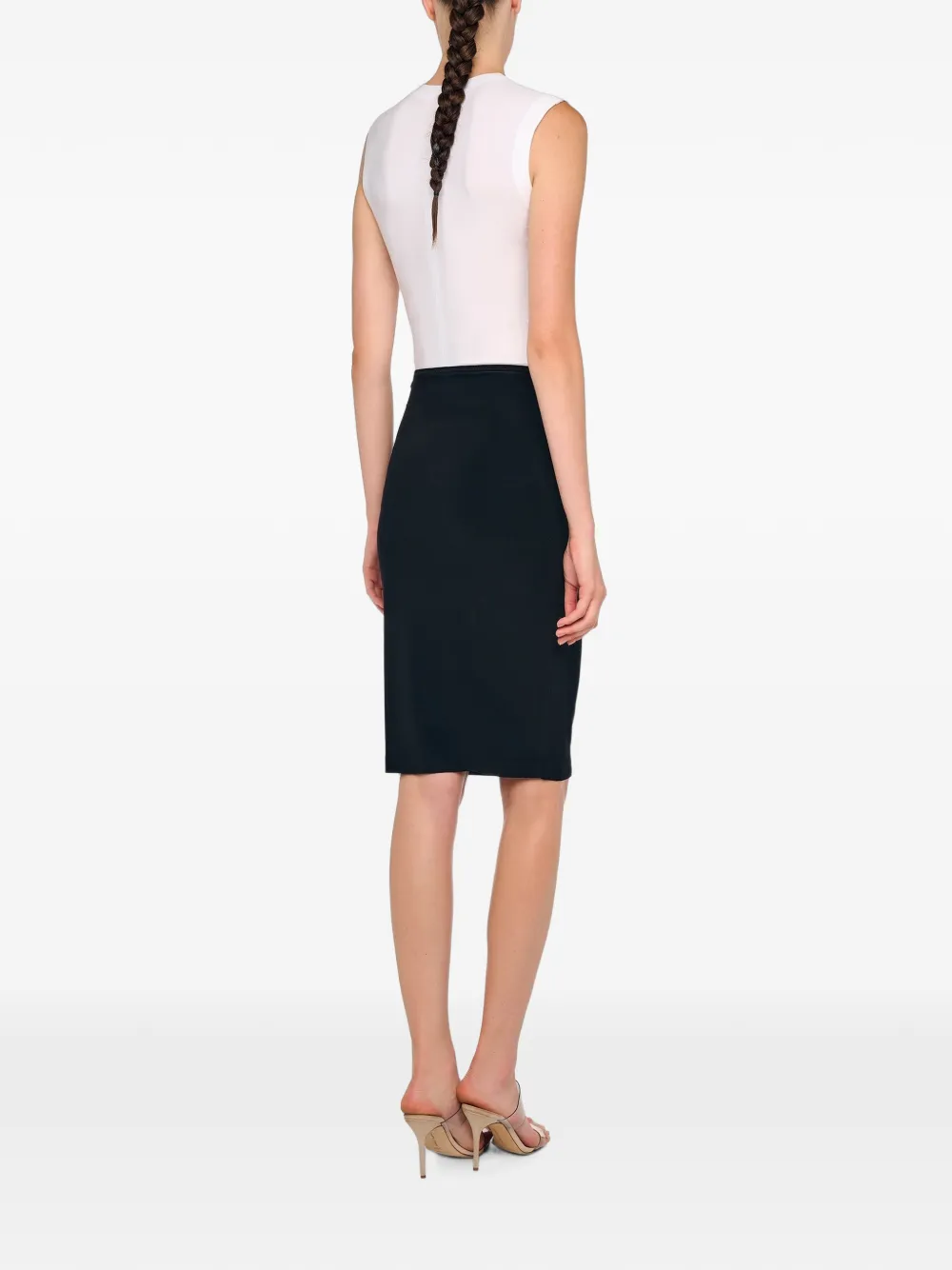 Norma Kamali High-waist straight midi-rok Zwart