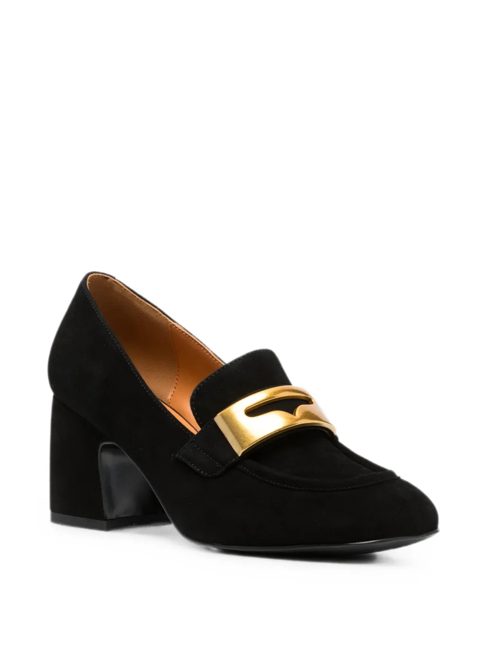 LINDA BAUMANN logo-plaque block-heel loafers Zwart