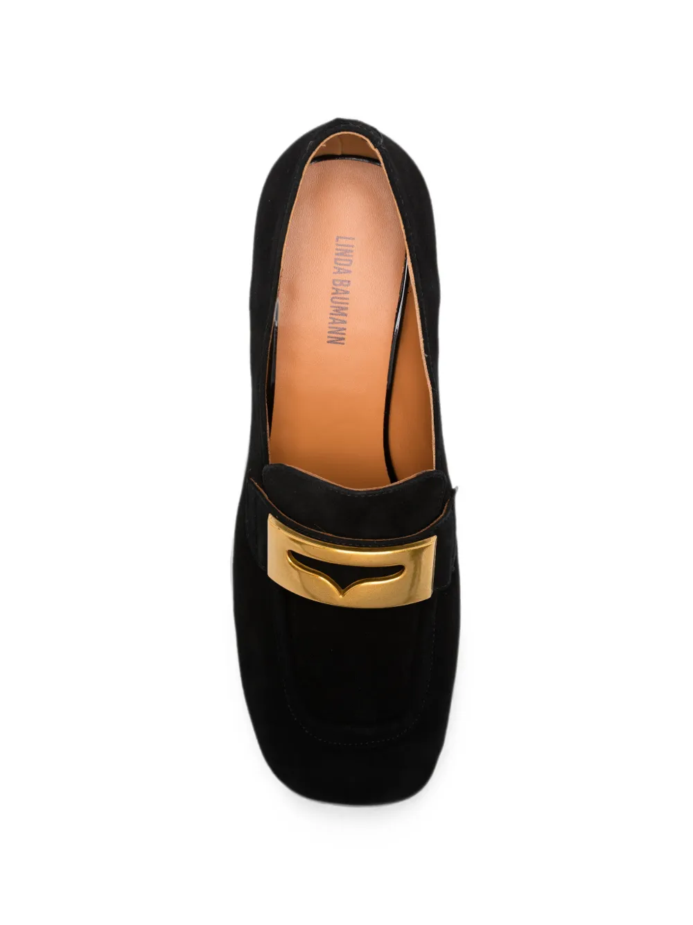 LINDA BAUMANN logo-plaque block-heel loafers Zwart