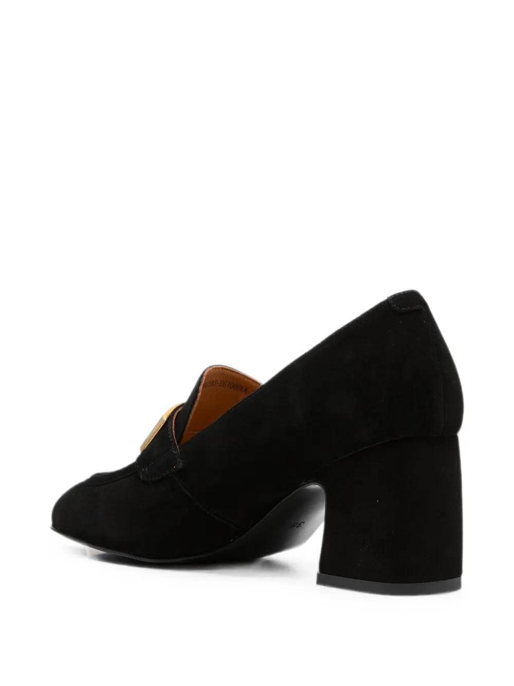 LINDA BAUMANN logo-plaque block-heel loafers Zwart