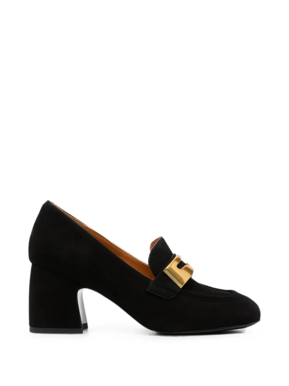 LINDA BAUMANN logo-plaque block-heel loafers - Nero