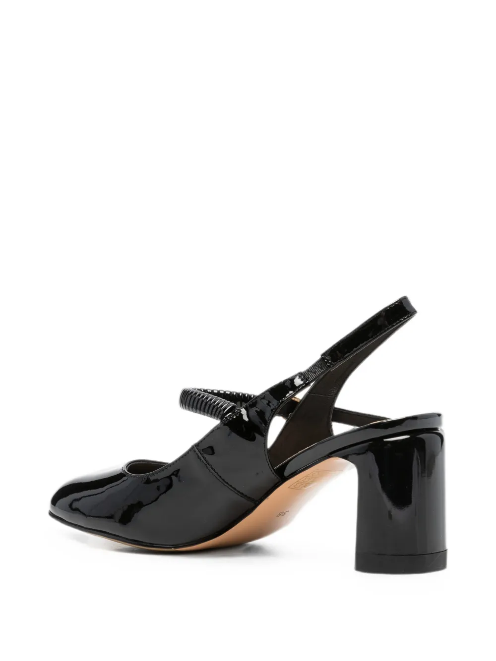 LINDA BAUMANN patent slingback pumps Zwart