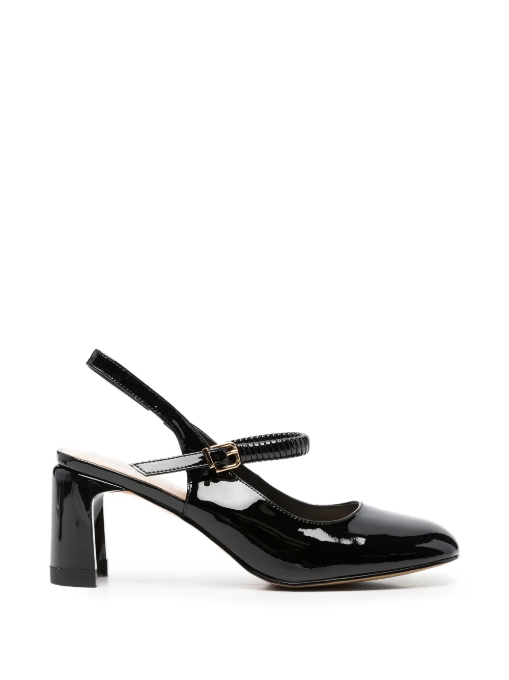 LINDA BAUMANN patent slingback pumps Zwart
