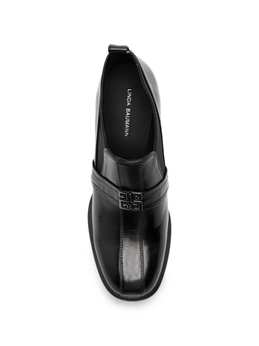 LINDA BAUMANN logo-plaque block-heel pumps Zwart