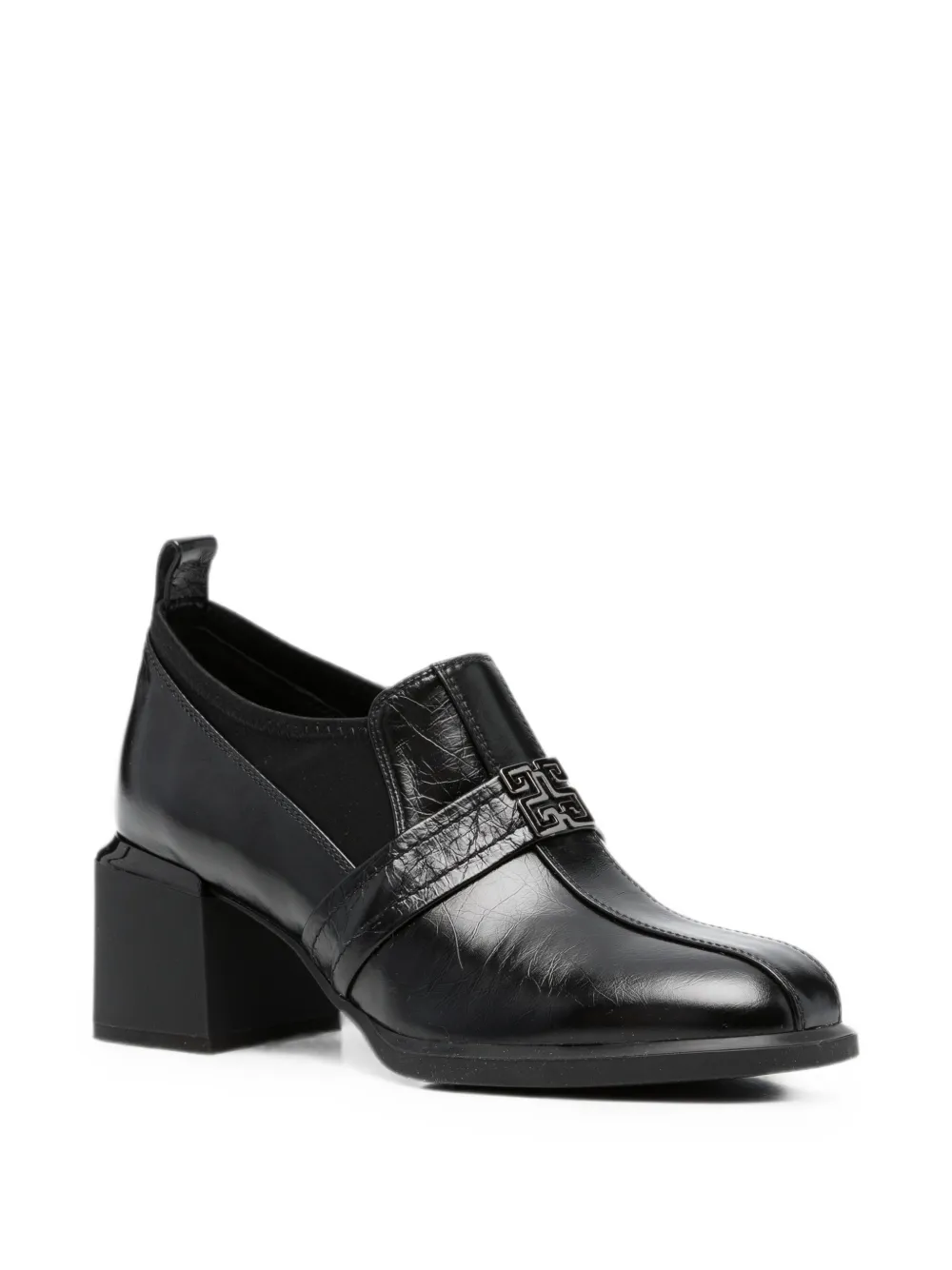 LINDA BAUMANN logo-plaque block-heel pumps Zwart