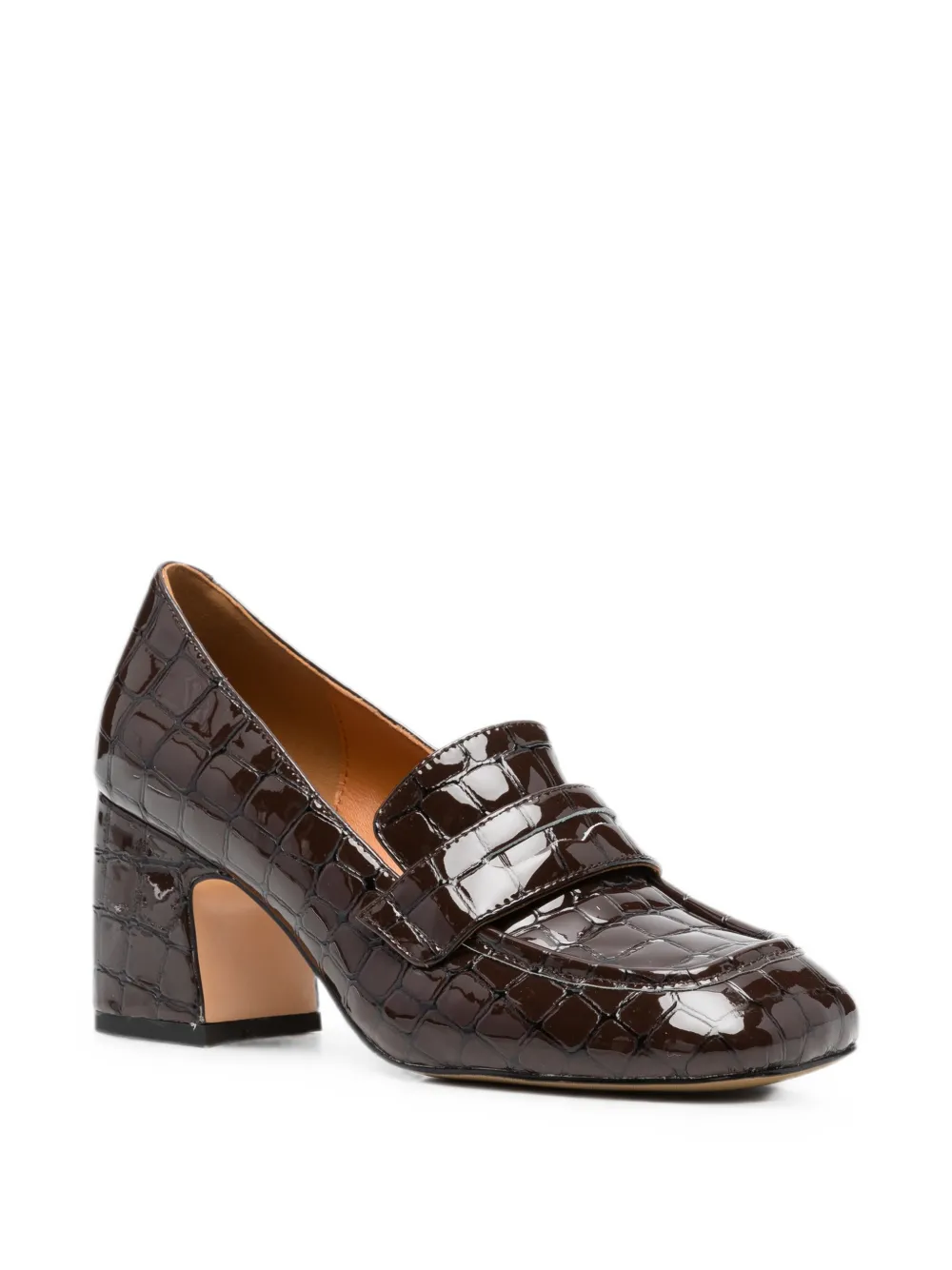 LINDA BAUMANN croc-effect block-heel loafers Bruin
