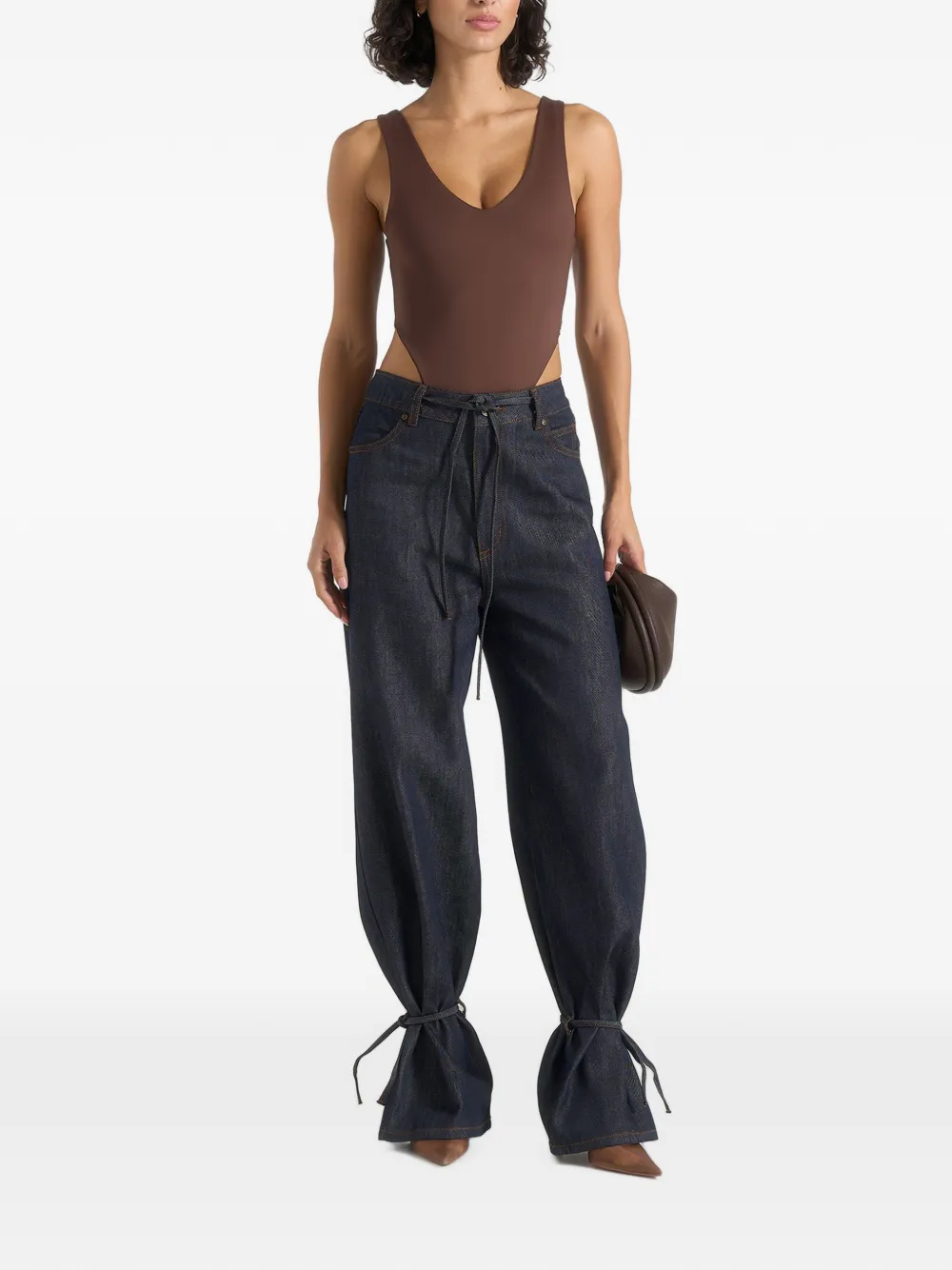 Manière De Voir Faye denim jeans met wijde pijpen en strikken Blauw