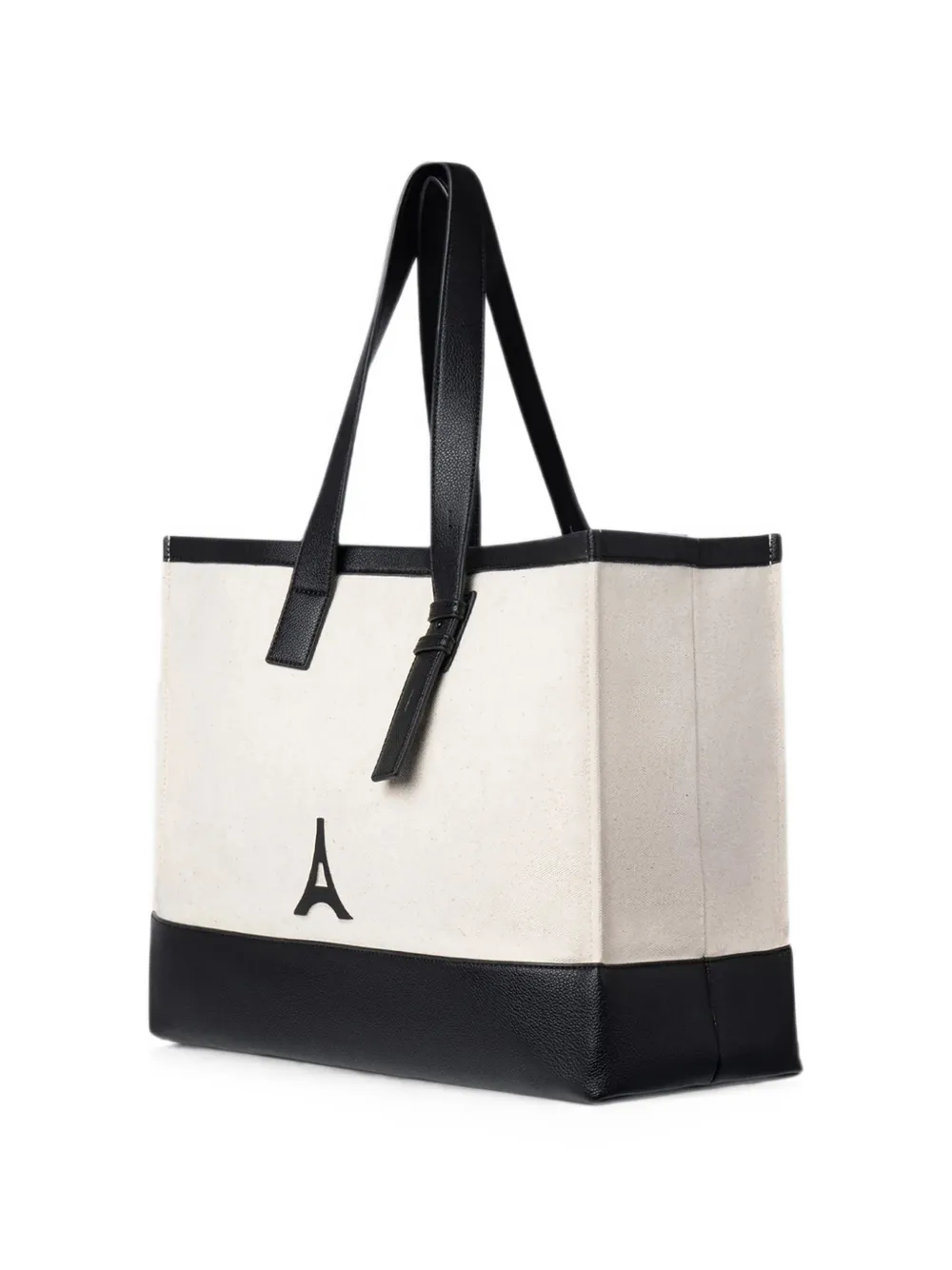 Manière De Voir Romane canvas shopper met beige zwart Eiffel-detail
