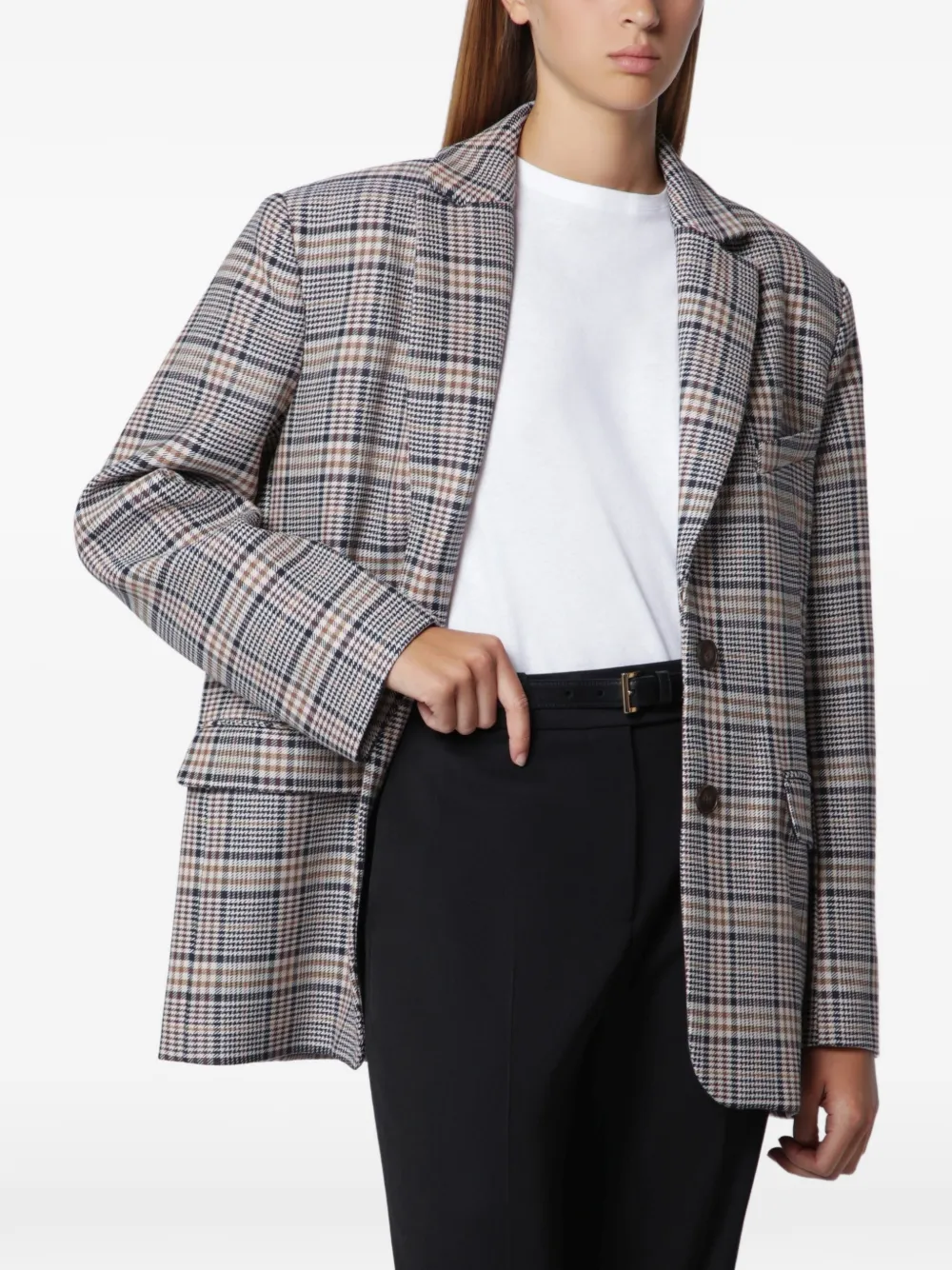 ANINE BING Quinn check-pattern blazer - Grau