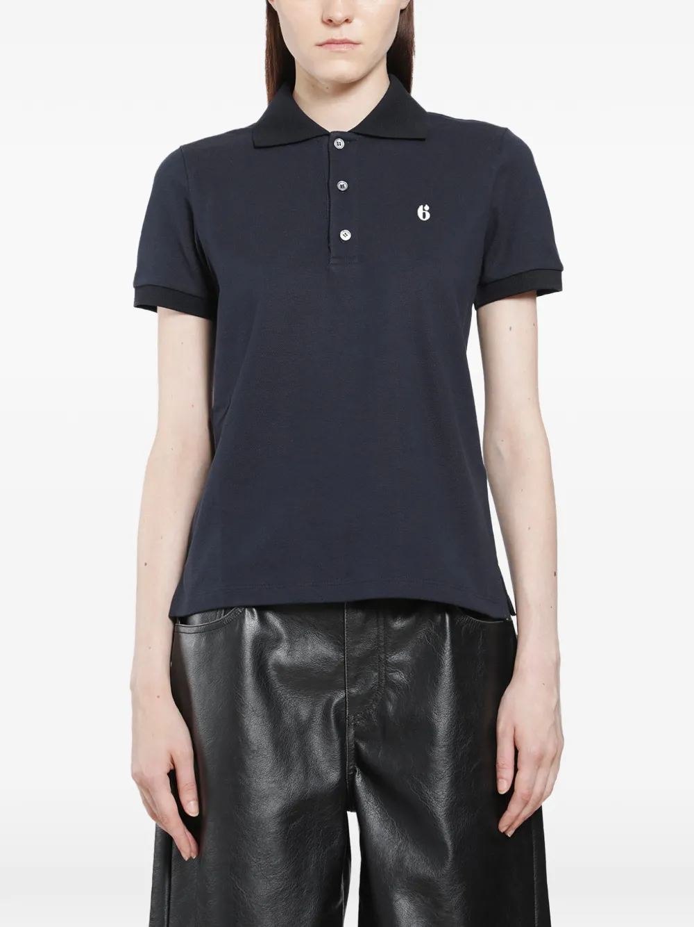 MM6 Maison Margiela logo-print short-sleeve polo shirt Zwart