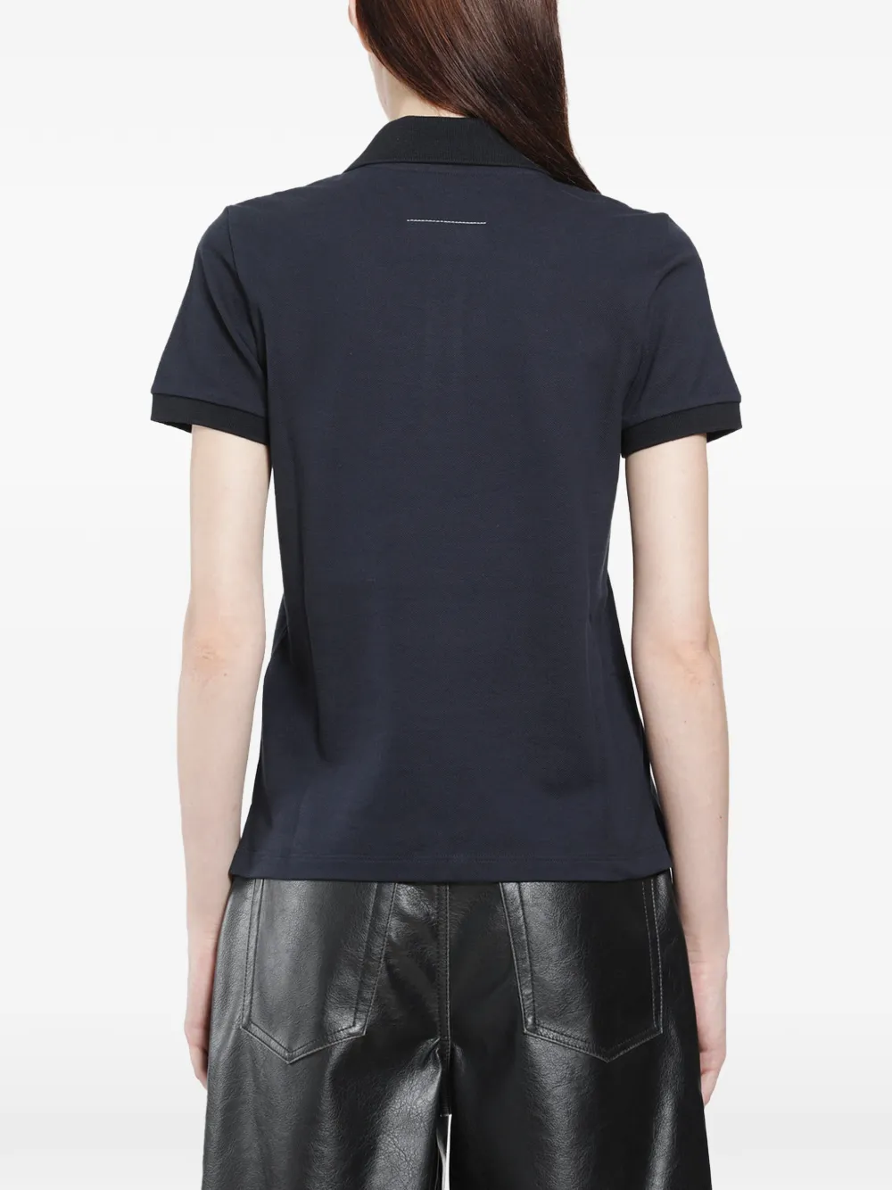 MM6 Maison Margiela logo-print short-sleeve polo shirt Zwart