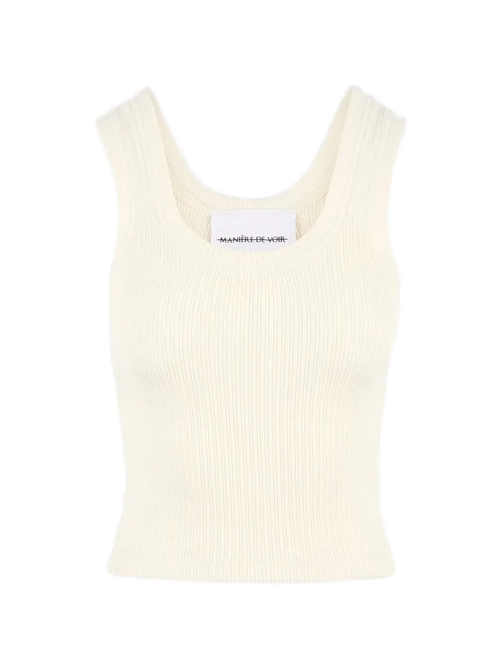 Manière De Voir VS001 in cream scoop neck ribbed cotton vest - Toni neutri