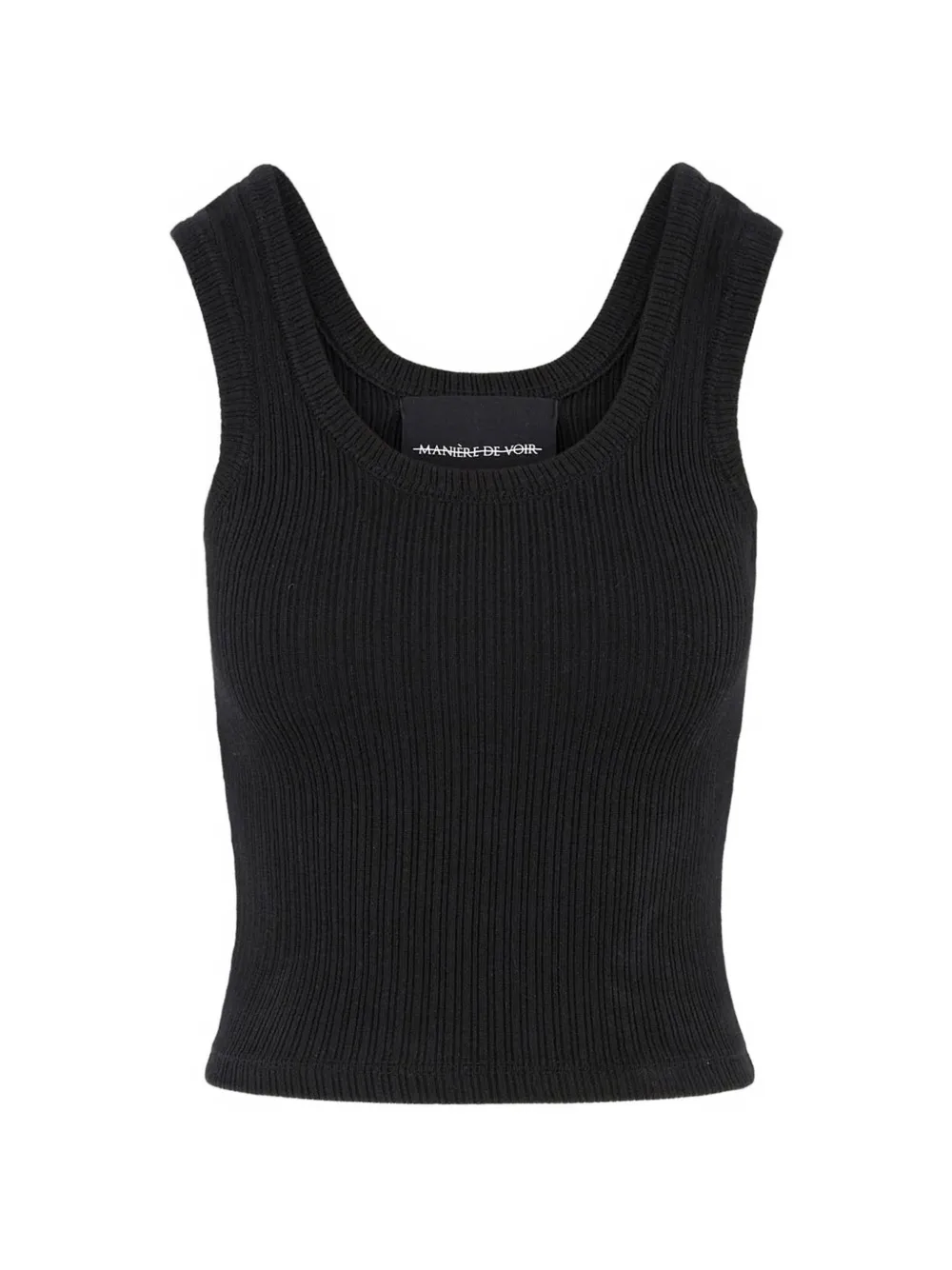 Manière De Voir VS001 in black scoop neck ribbed cotton vest - Nero