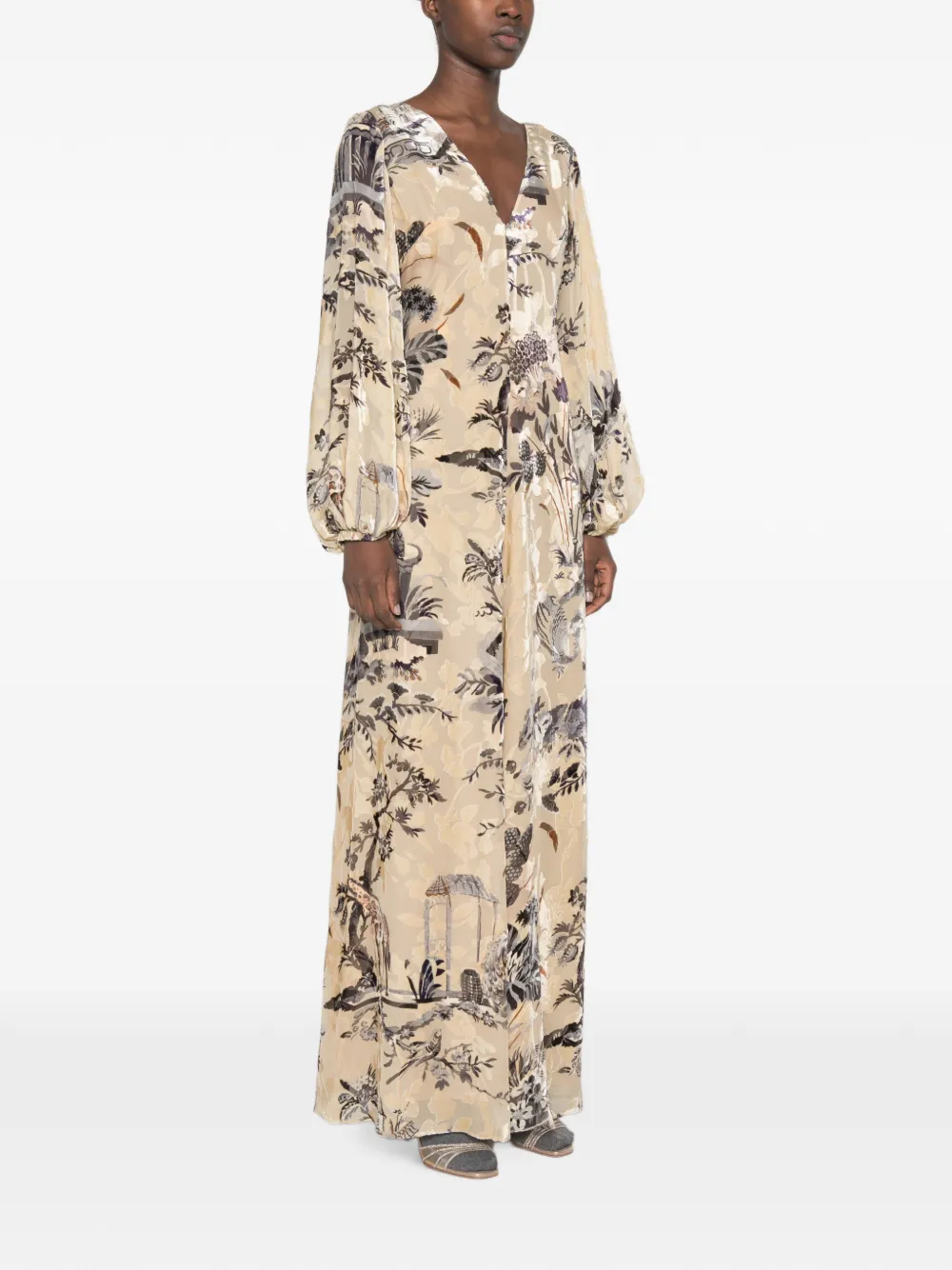 ETRO Maxi-jurk met bloemenprint Beige