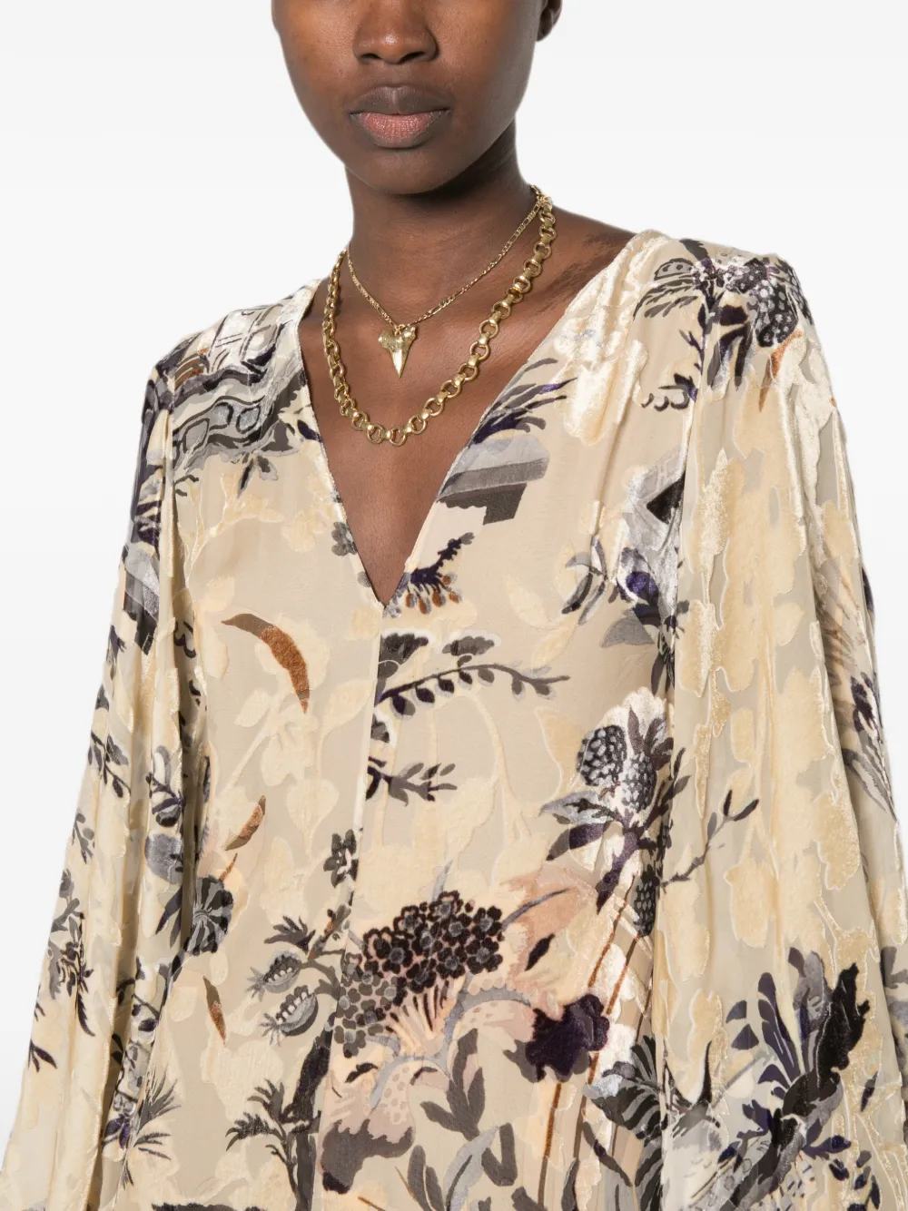 ETRO Maxi-jurk met bloemenprint Beige