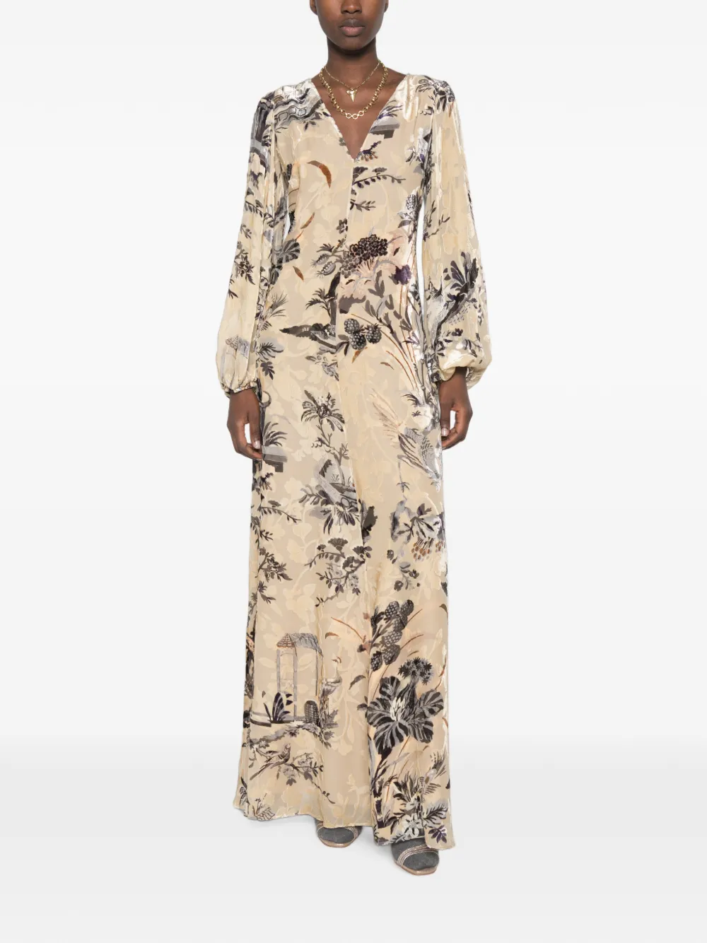 ETRO Maxi-jurk met bloemenprint Beige