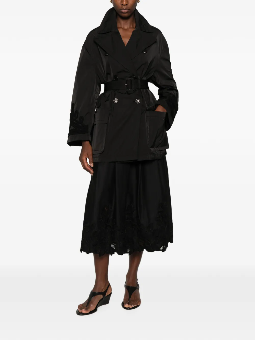 Ermanno Scervino Embroidered Double-breasted Coat In Pattern