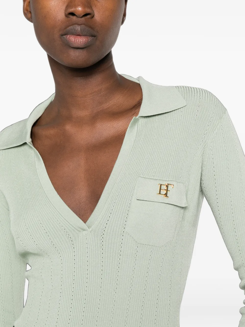 Elisabetta Franchi Ribgebreide body Groen