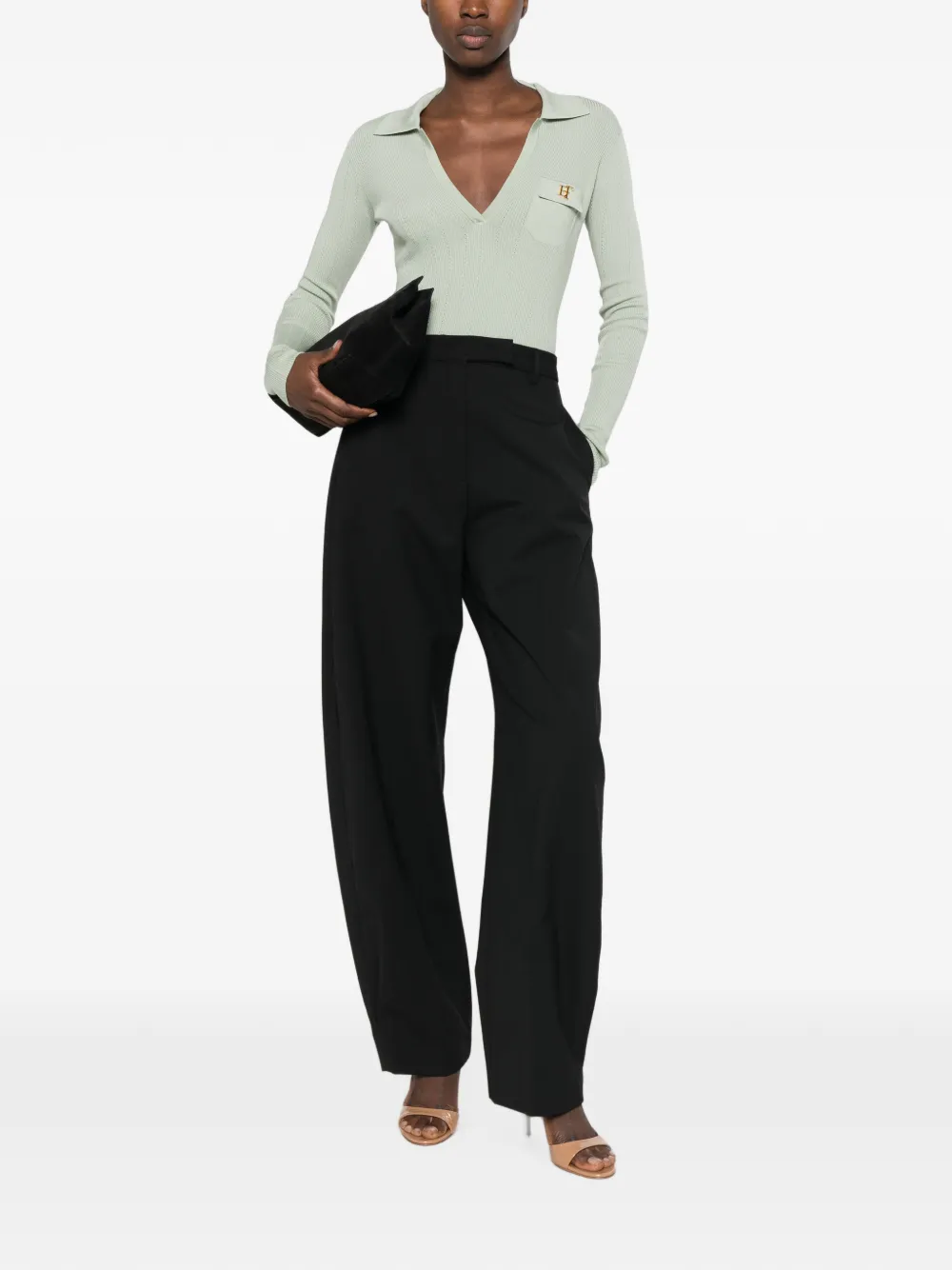 Elisabetta Franchi Ribgebreide body Groen