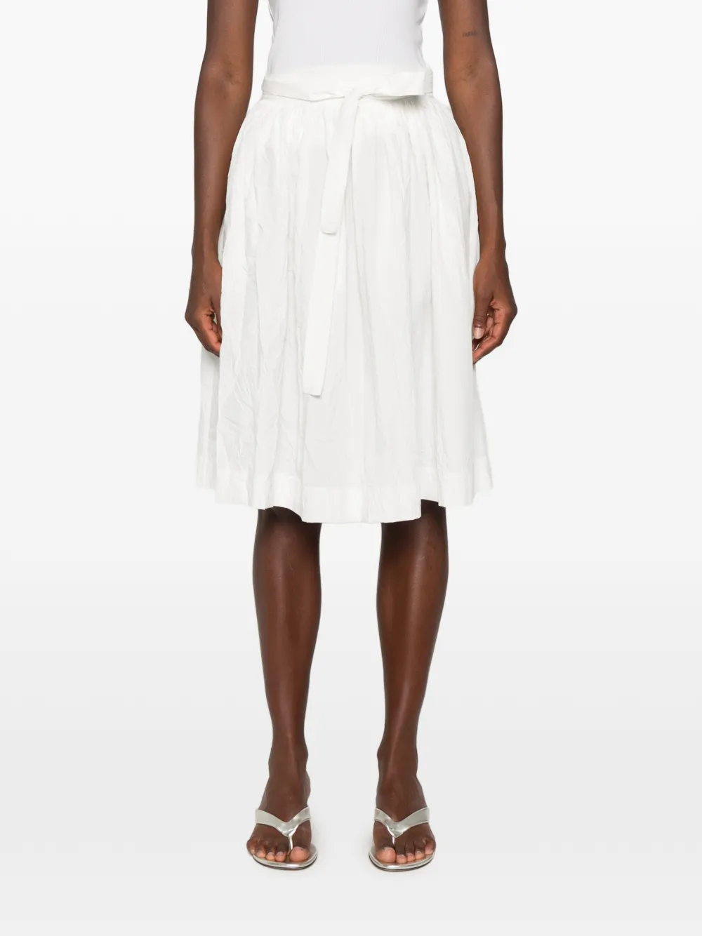 Ermanno Scervino Midi-plooirok met ceintuur Wit