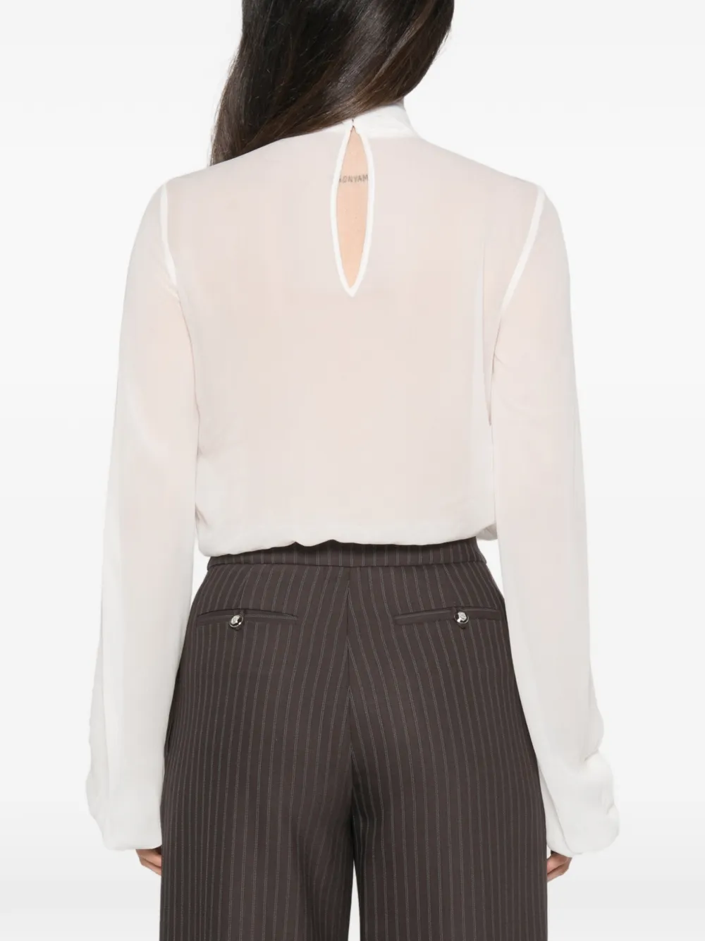 Elisabetta Franchi Body van georgette stof met sierkraag Beige