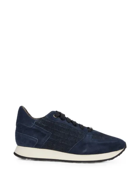 Moorer suede-panelled denim sneakers