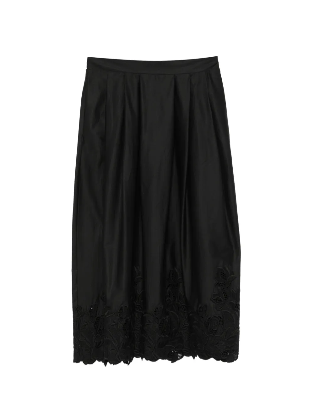 Ermanno Scervino floral-embroidered pleated midi skirt - Black