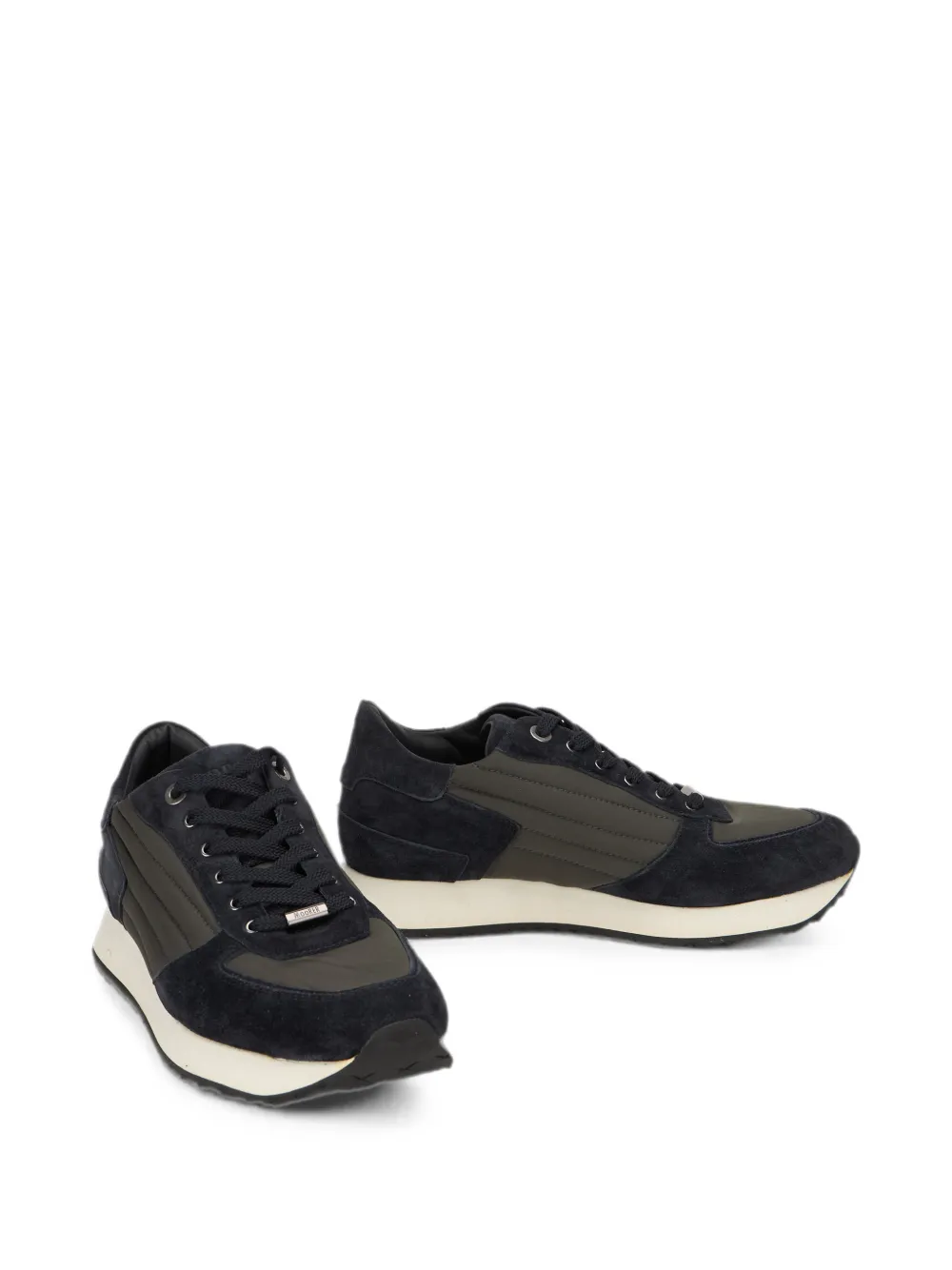 Moorer Balla quilted-panel suede sneakers Zwart