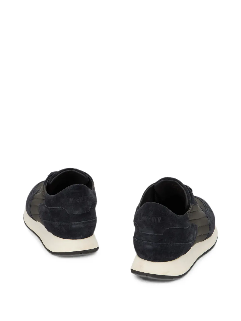 Moorer Balla quilted-panel suede sneakers Zwart