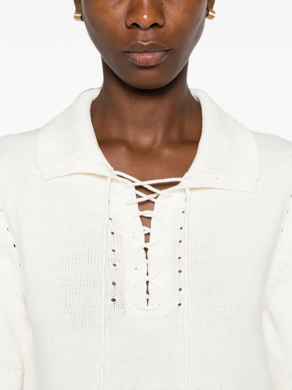 Ermanno Scervino T-shirt met geperforeerde details en veters Wit