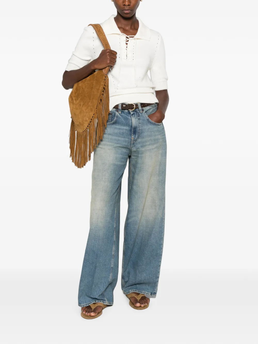 Ermanno Scervino T-shirt met geperforeerde details en veters Wit