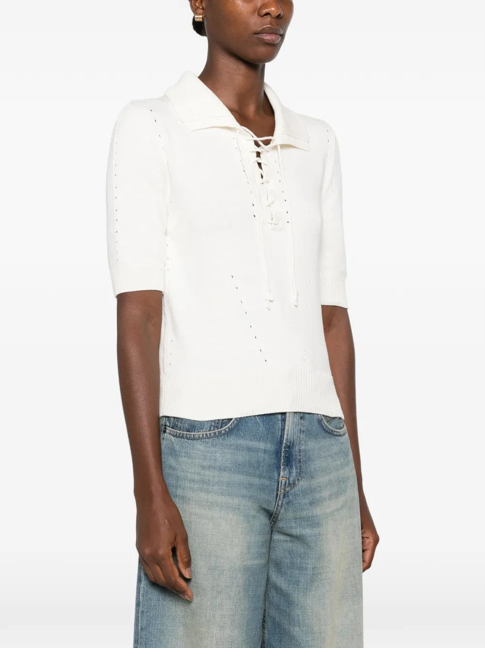 Ermanno Scervino T-shirt met geperforeerde details en veters Wit